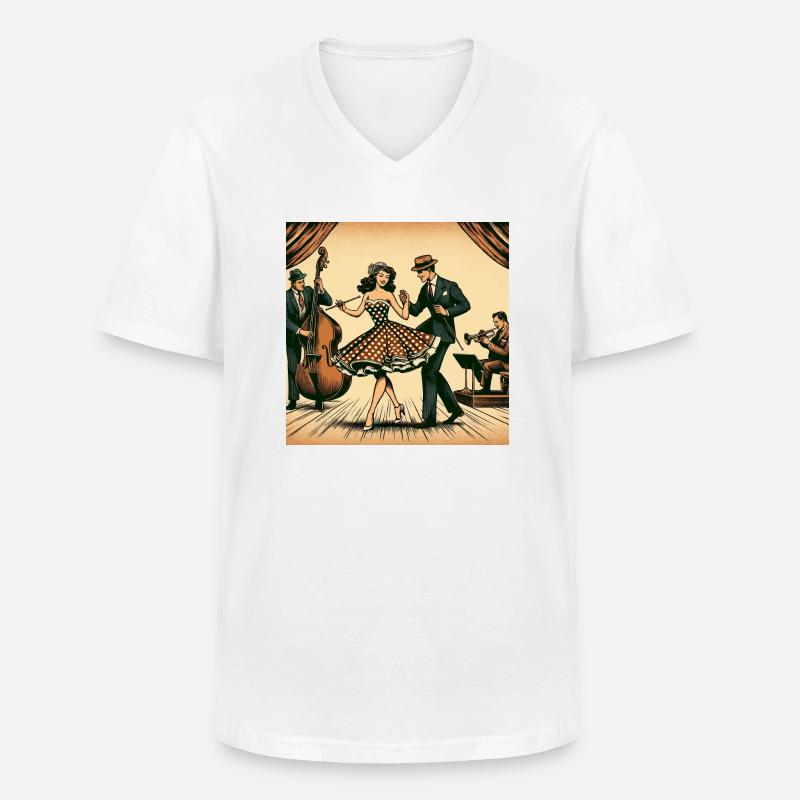 Retro-Tanzperformance - Männer-T-Shirt mit V-Ausschnitt - Weiß