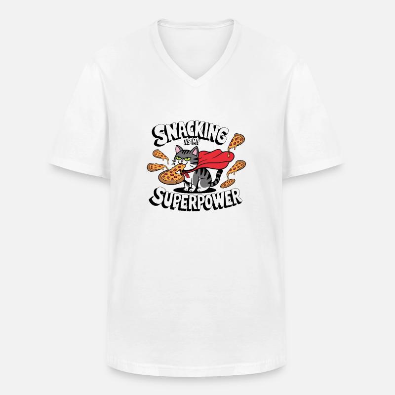 Snacking is my Superpower - Männer-T-Shirt mit V-Ausschnitt - Weiß