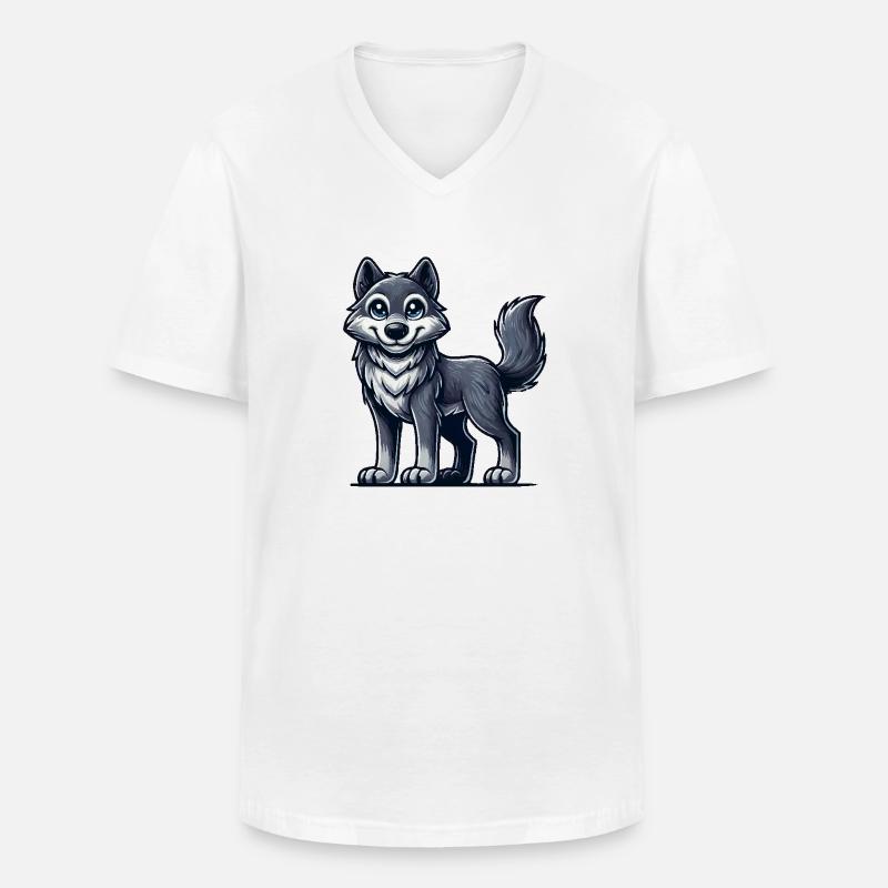 wolf - Männer-T-Shirt mit V-Ausschnitt - Weiß
