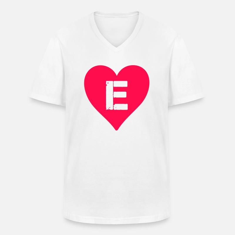 herz buchstabe e - Männer-T-Shirt mit V-Ausschnitt - Weiß