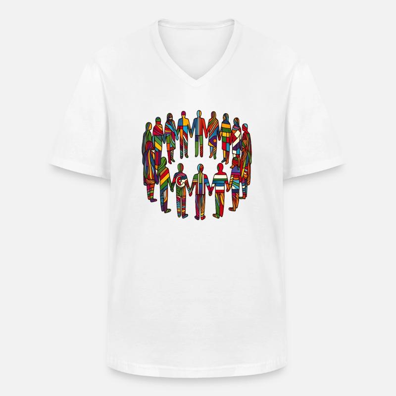Unity in Diversity – Gemeinsam stark - Männer-T-Shirt mit V-Ausschnitt - Weiß