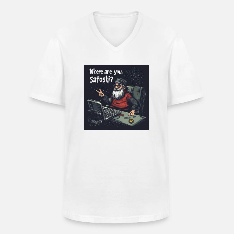 Bitcoin uncle Satoshi - Männer-T-Shirt mit V-Ausschnitt - Weiß