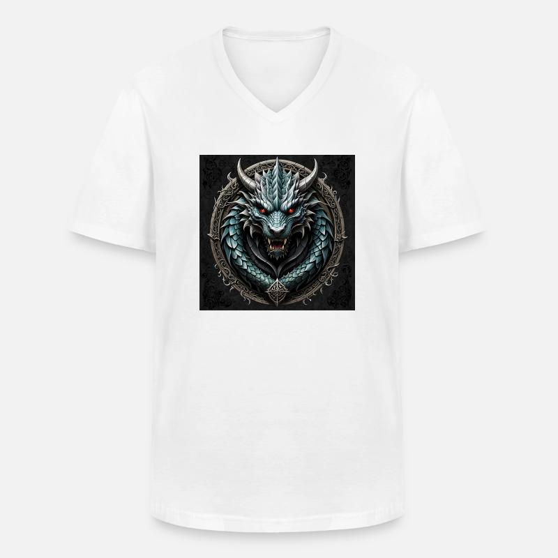 Drache - Männer-T-Shirt mit V-Ausschnitt - Weiß