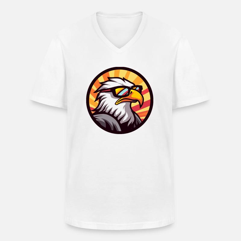 Adler Comic Cool - Männer-T-Shirt mit V-Ausschnitt - Weiß
