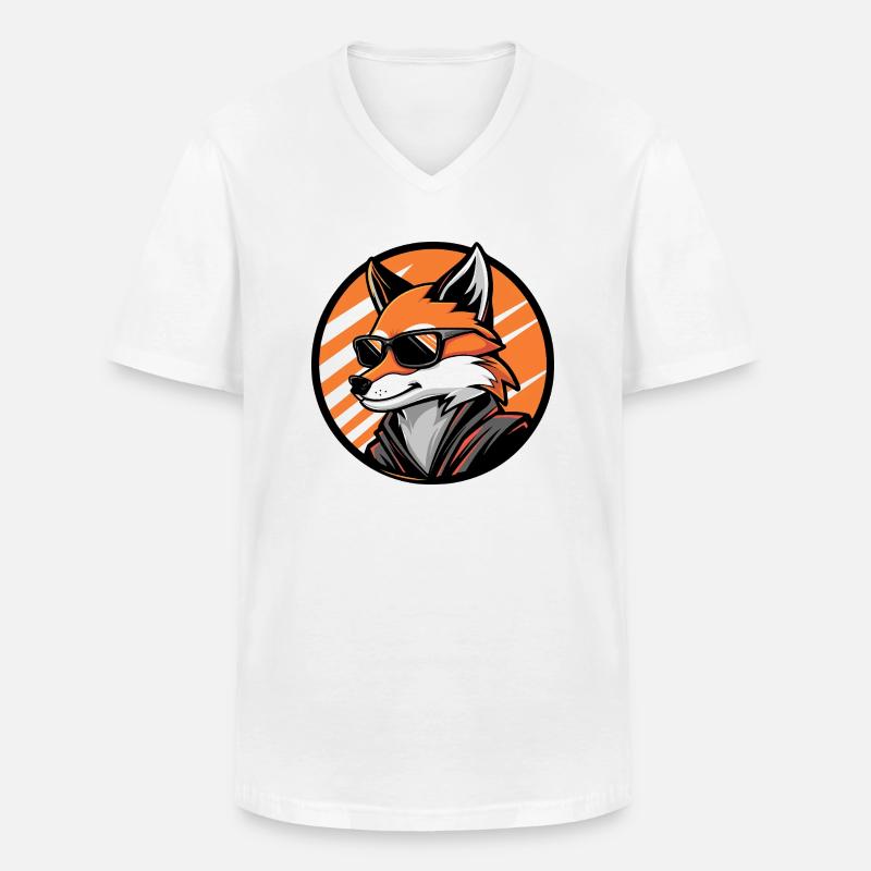 Fox Comic Cool - Men's V-Neck T-Shirt - white