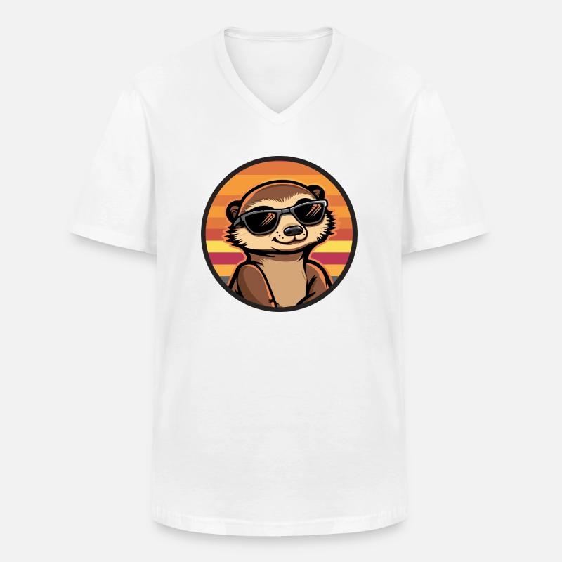Erdmännchen Cool Comic - Männer-T-Shirt mit V-Ausschnitt - Weiß
