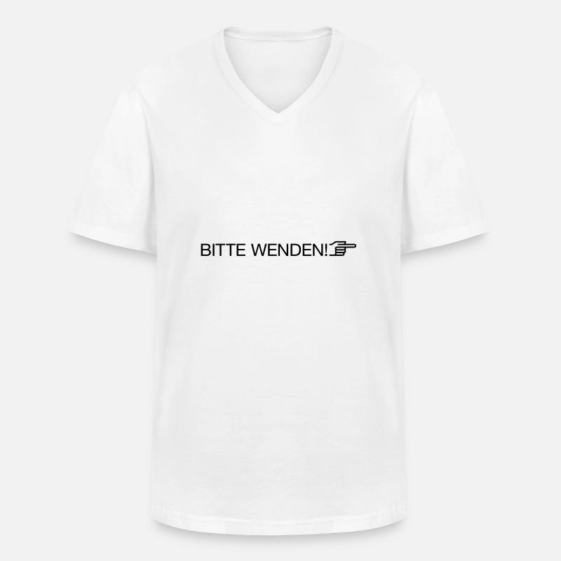 "bitte wenden" - Männer-T-Shirt mit V-Ausschnitt - Weiß