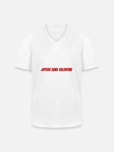 joyeux sans valentine - T-shirt col V Homme - blanc