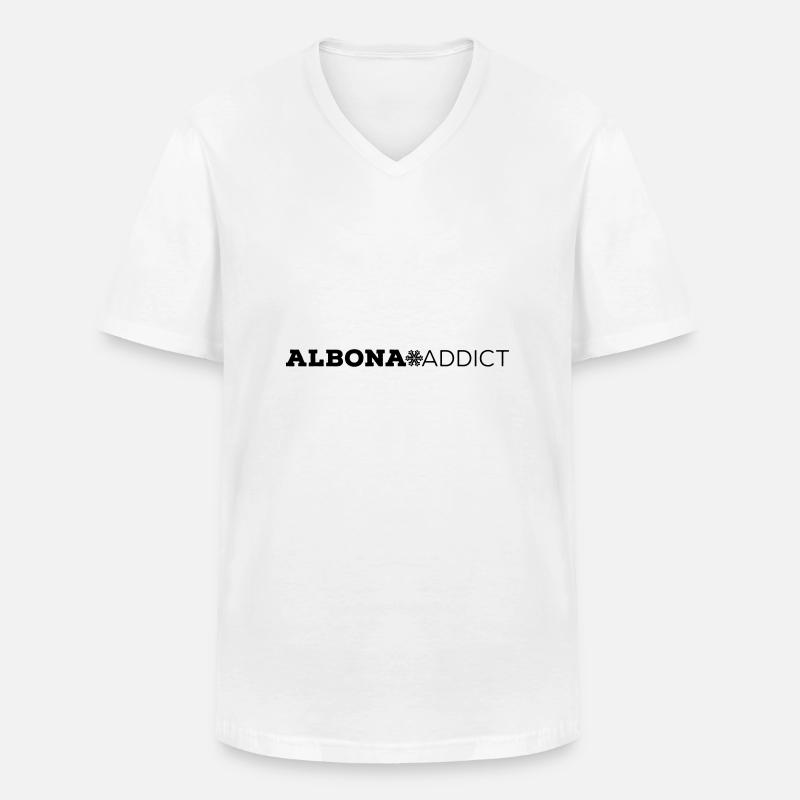 Ärmel ALBONA ADDICT - Männer-T-Shirt mit V-Ausschnitt - Weiß