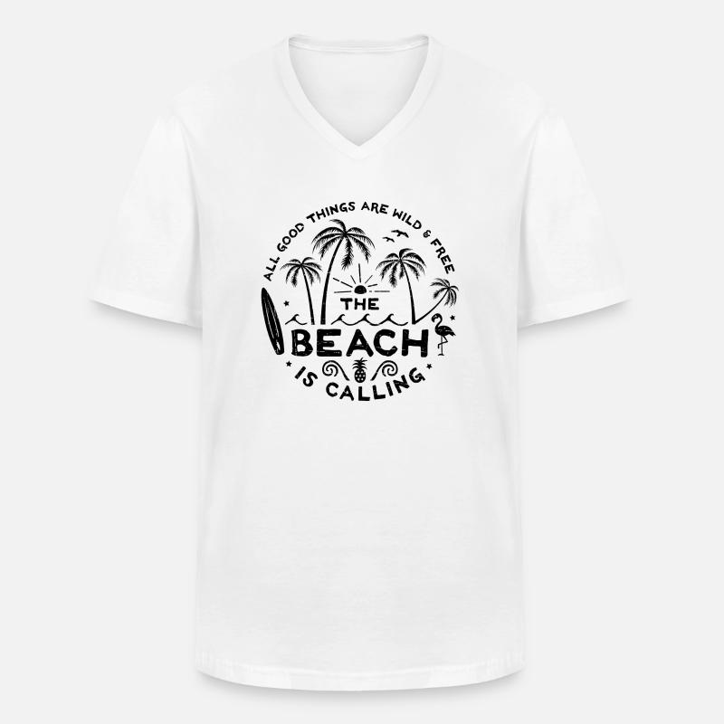 The Beach is Calling s - Männer-T-Shirt mit V-Ausschnitt - Weiß