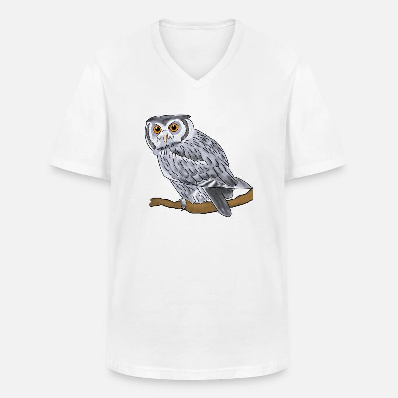Uhu, Eule - Männer-T-Shirt mit V-Ausschnitt - Weiß