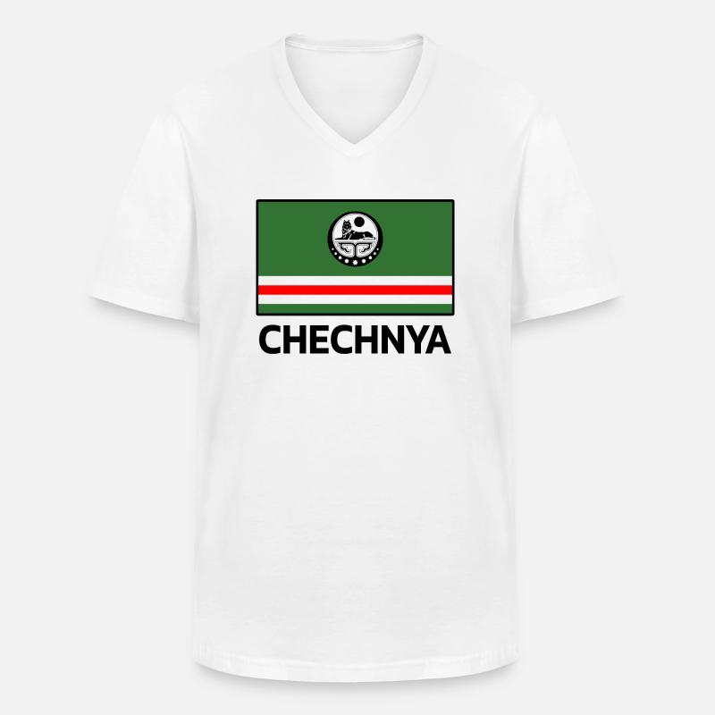 Chechnya Chechen Tschetschenien Tschetschene Flag - Männer-T-Shirt mit V-Ausschnitt - Weiß