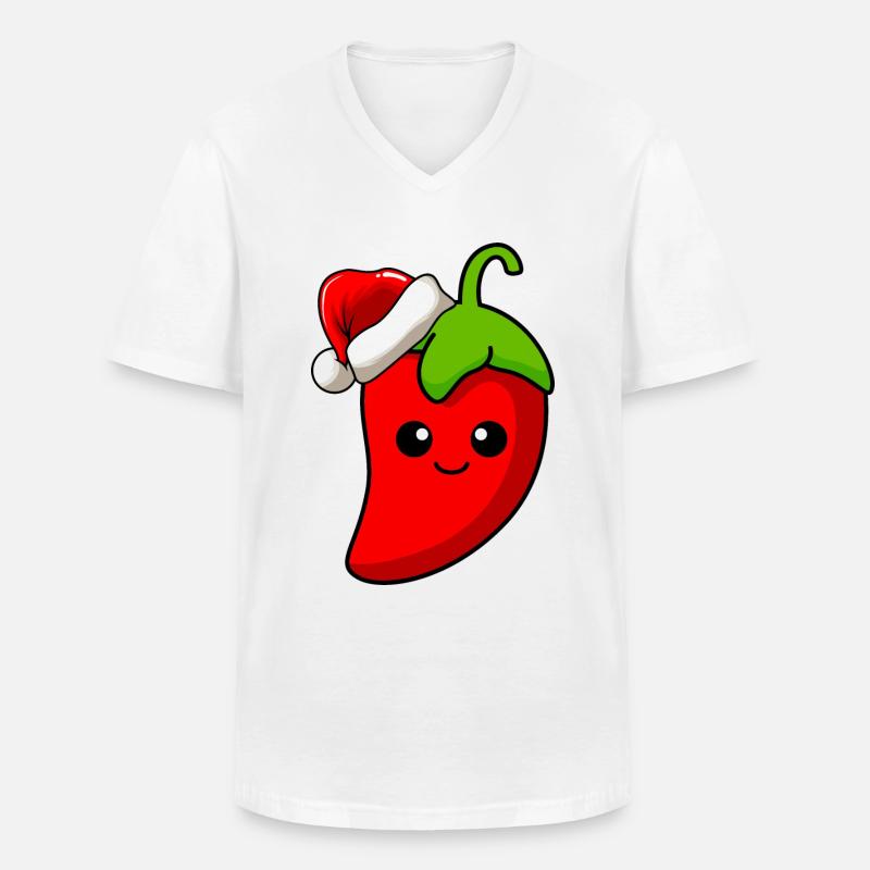 Chilli Weihnachten Comic Xmas - Männer-T-Shirt mit V-Ausschnitt - Weiß