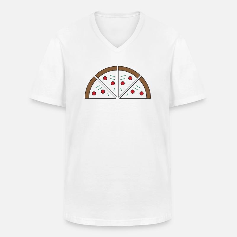 Bild von einer Pizza - Männer-T-Shirt mit V-Ausschnitt - Weiß
