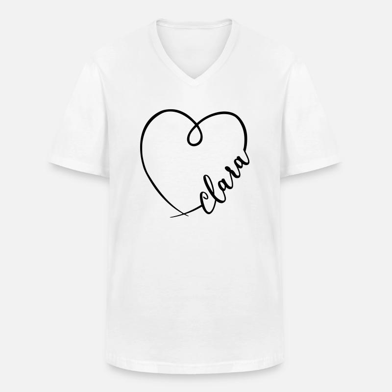 Clara Name Kalligrafie Herz - Männer-T-Shirt mit V-Ausschnitt - Weiß