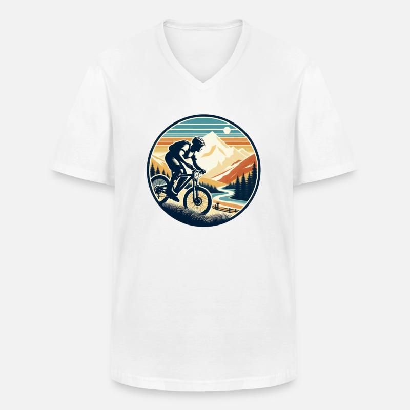 Mountainbiker - Männer-T-Shirt mit V-Ausschnitt - Weiß