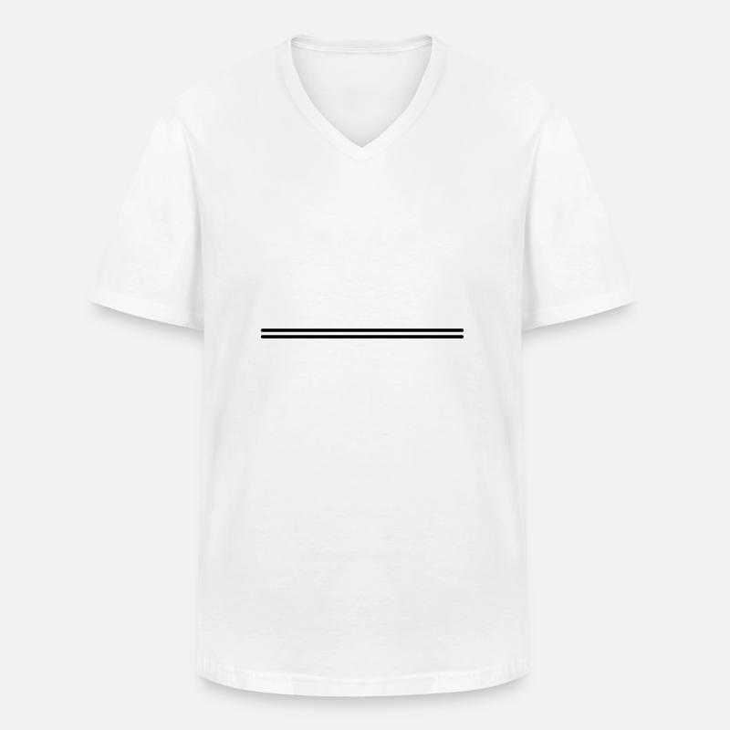 Doppelstrich - Männer-T-Shirt mit V-Ausschnitt - Weiß