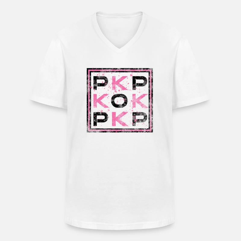 K-POP - Korea Pop - Männer-T-Shirt mit V-Ausschnitt - Weiß