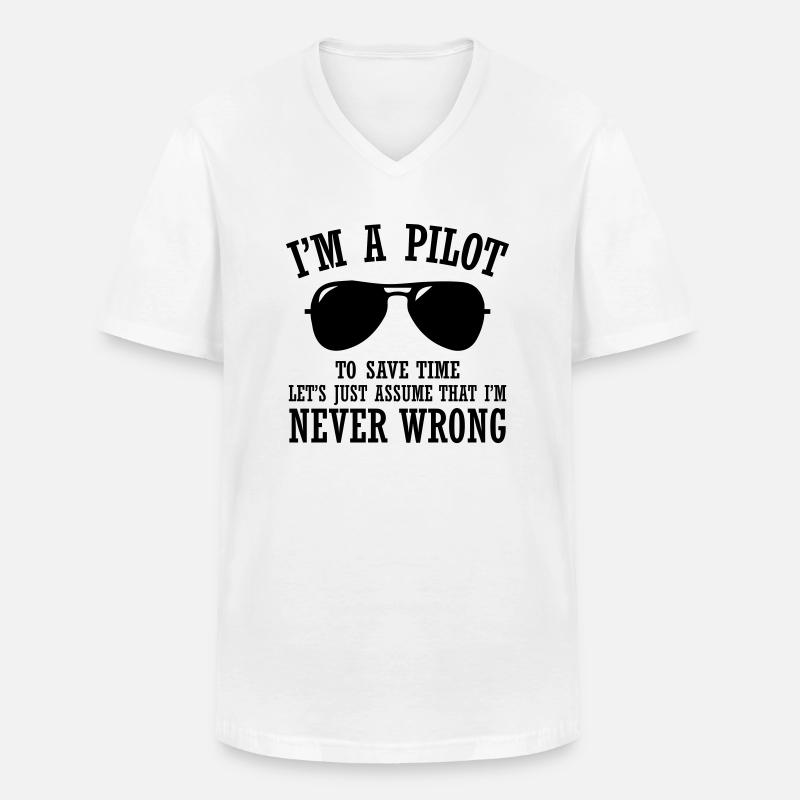 I m a Pilot - Männer-T-Shirt mit V-Ausschnitt - Weiß