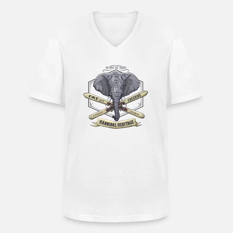 Hannibal Erbe - Männer-T-Shirt mit V-Ausschnitt - Weiß