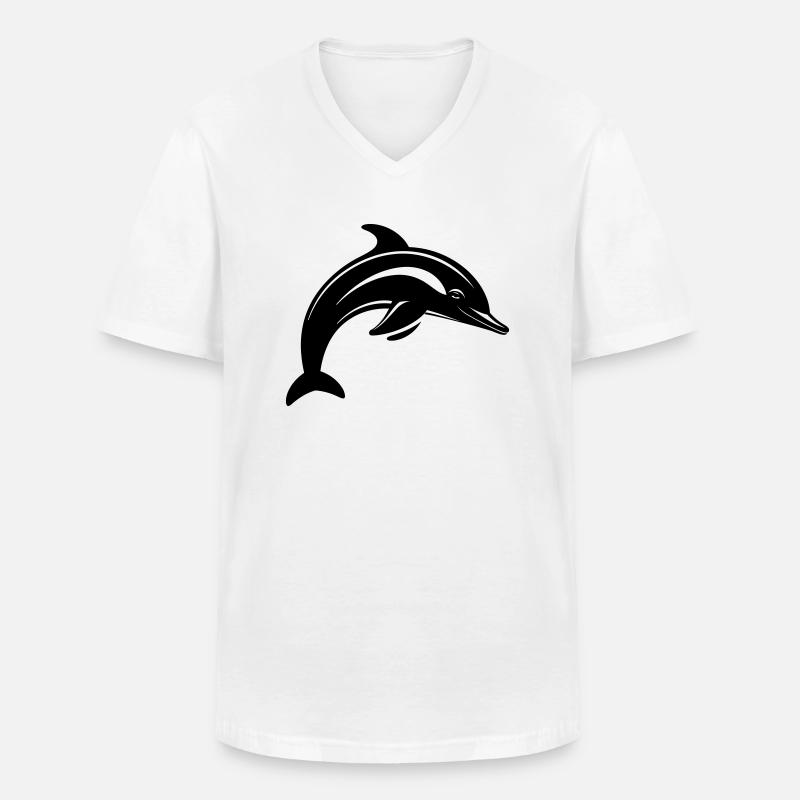 Delfin - Männer-T-Shirt mit V-Ausschnitt - Weiß
