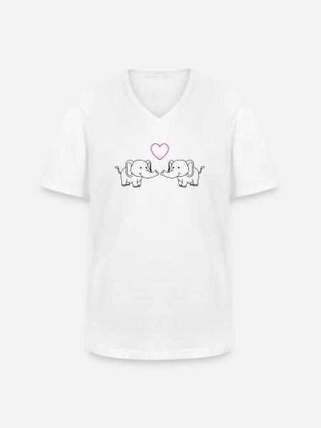 elefanten verliebt - Männer-T-Shirt mit V-Ausschnitt - Weiß