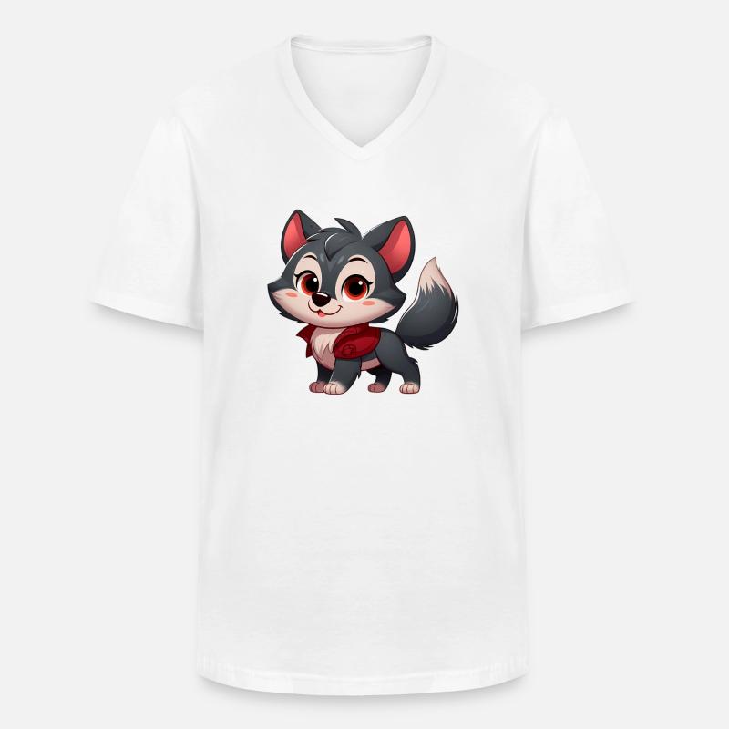 Wolf 9 - Männer-T-Shirt mit V-Ausschnitt - Weiß
