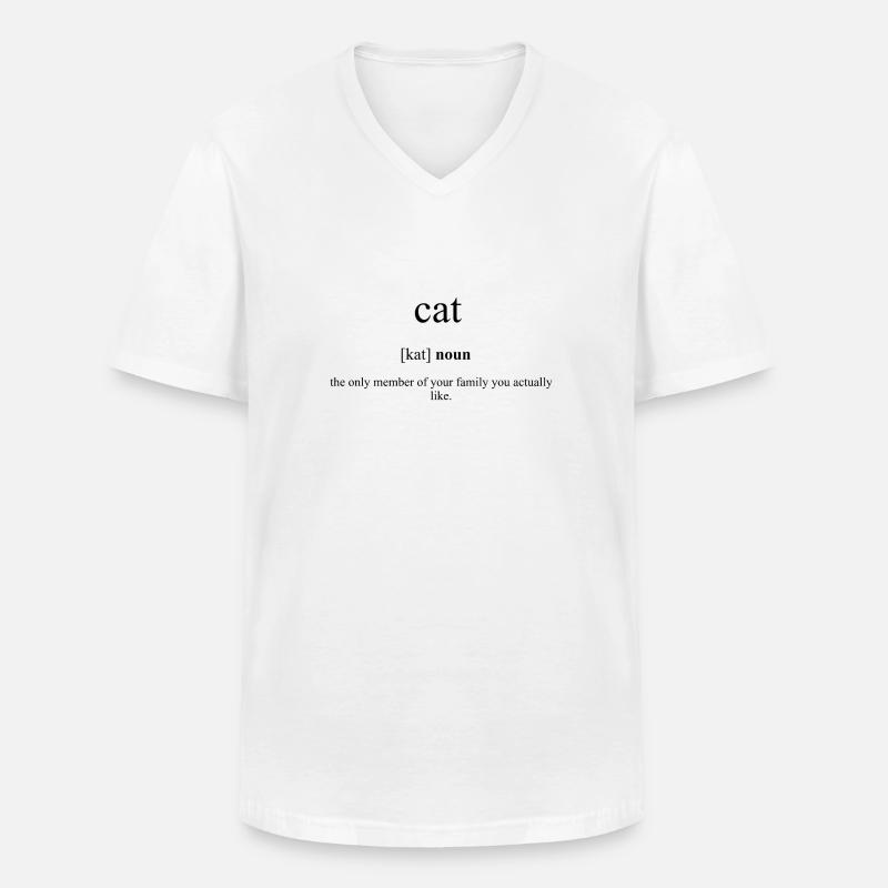 Cat (Katze) Definition Dictionary - Männer-T-Shirt mit V-Ausschnitt - Weiß