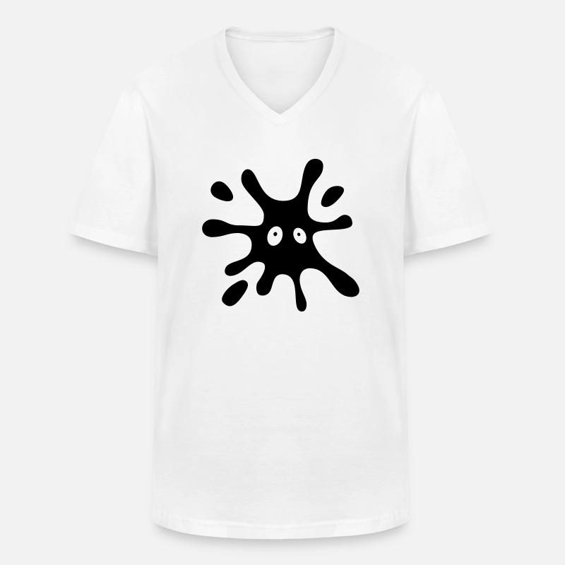 schwarzer Fleck mit Augen - Männer-T-Shirt mit V-Ausschnitt - Weiß