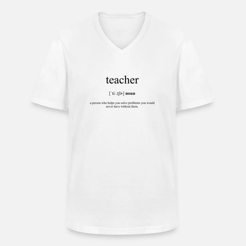 Teacher (Lehrer) Definition Dictionary. - Männer-T-Shirt mit V-Ausschnitt - Weiß