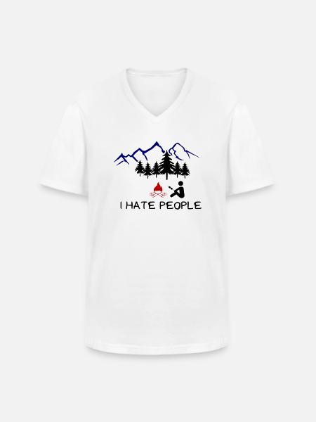Jeg hader mennesker 002 - Klassisk herre T-shirt med V-udskæring - hvid