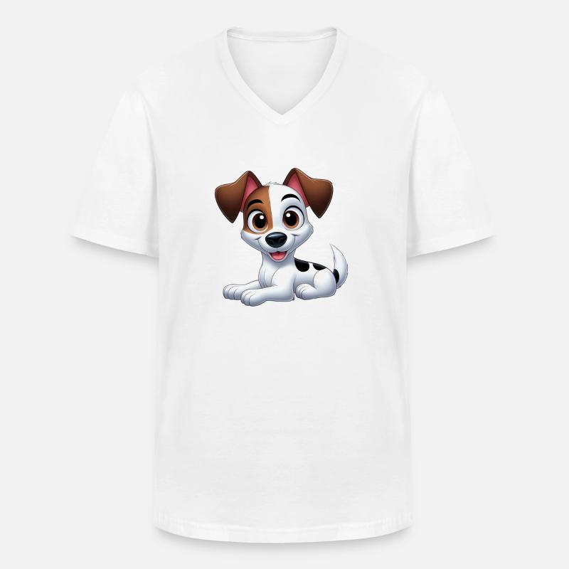 Jack Russel 2 - Männer-T-Shirt mit V-Ausschnitt - Weiß