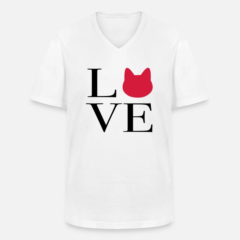 Katze - Männer-T-Shirt mit V-Ausschnitt - Weiß