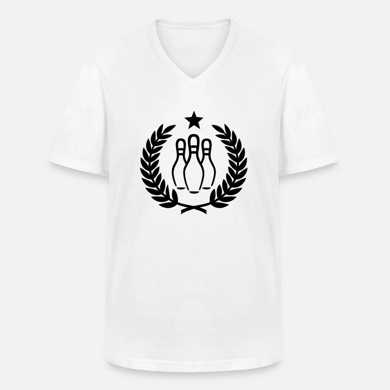 Lorbeerkranz (Bowling) 03 - Männer-T-Shirt mit V-Ausschnitt - Weiß