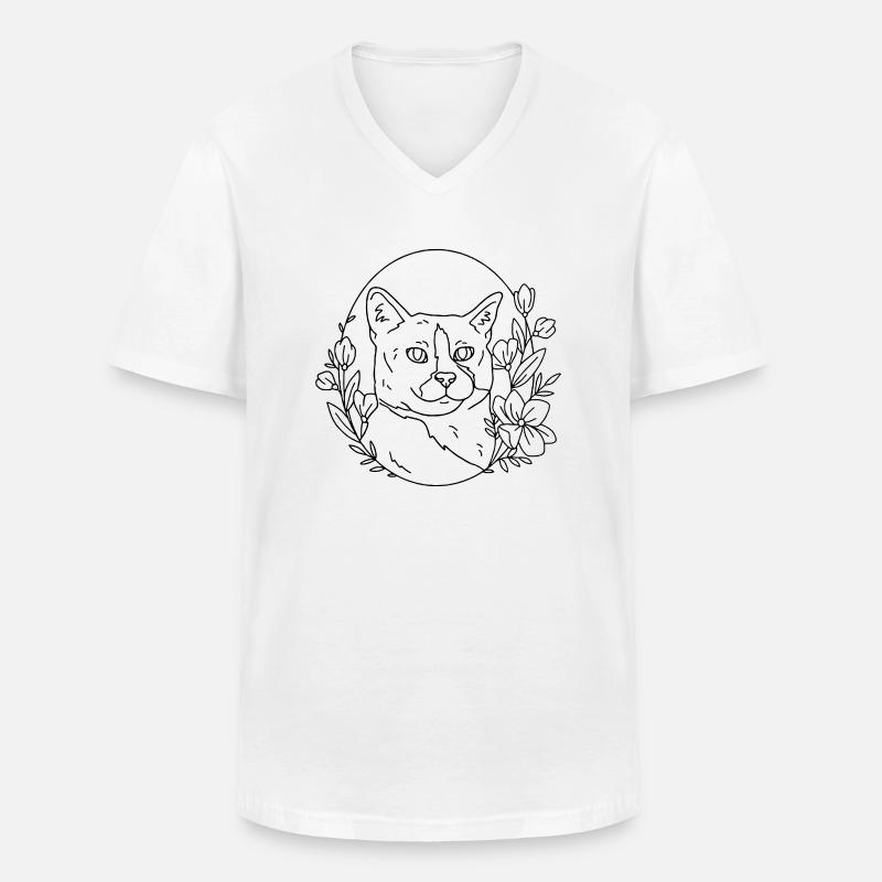 Katze - Männer-T-Shirt mit V-Ausschnitt - Weiß