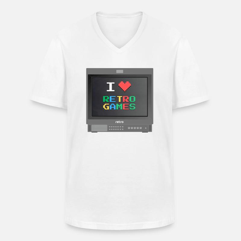 PVM Lover - Retrogames (Schwarz) - Männer-T-Shirt mit V-Ausschnitt - Weiß