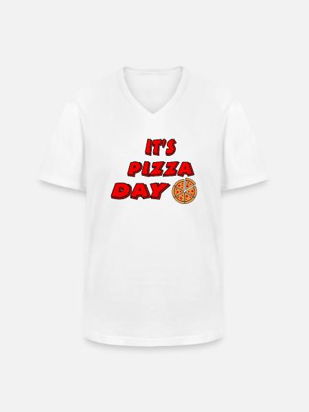 Pizza - T-shirt col V Homme - blanc