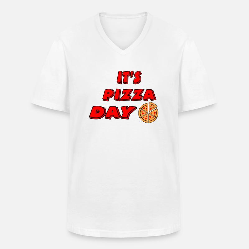 Pizza - Männer-T-Shirt mit V-Ausschnitt - Weiß