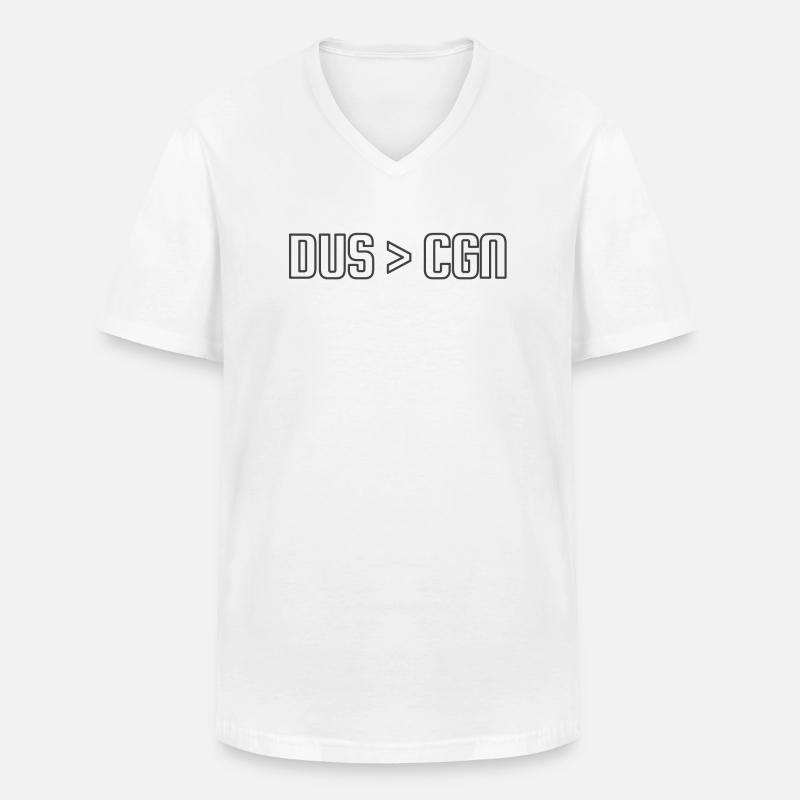 Düsseldorf > Köln - Männer-T-Shirt mit V-Ausschnitt - Weiß