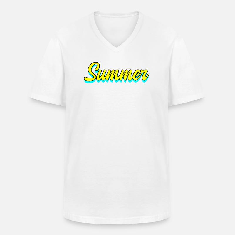 Summer Sommer - Männer-T-Shirt mit V-Ausschnitt - Weiß