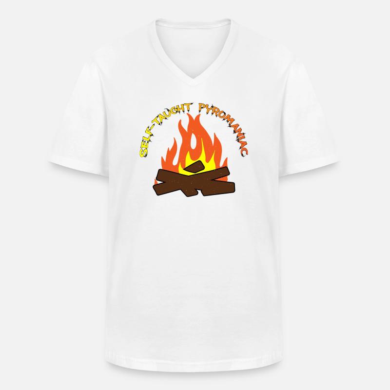 Self-Taught Pyromaniac 8 - Männer-T-Shirt mit V-Ausschnitt - Weiß