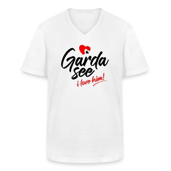 Gardasee. I love him. Ich liebe ihn - Männer-T-Shirt mit V-Ausschnitt - Weiß - Vorne - AI Model Male 185 light (185cm)