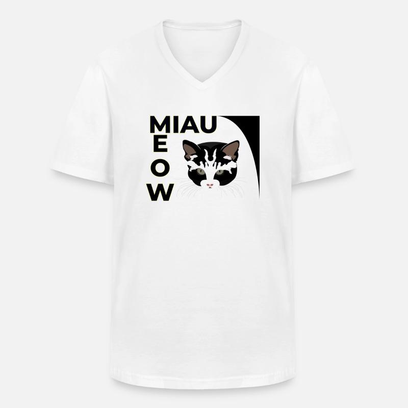 KÄTZCHEN - Männer-T-Shirt mit V-Ausschnitt - Weiß