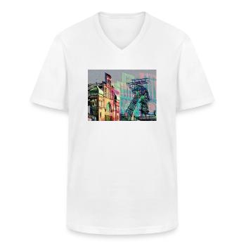 Industriekultur im Ruhrgebiet, Zeche, Bergbau - Männer-T-Shirt mit V-Ausschnitt - Weiß - Vorne - AI Model Male 185 light (185cm)