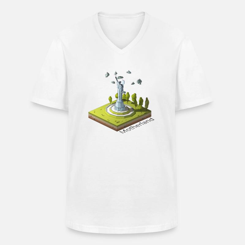 Geometrisches Low-Poly Das Mutterland ruft - Männer-T-Shirt mit V-Ausschnitt - Weiß