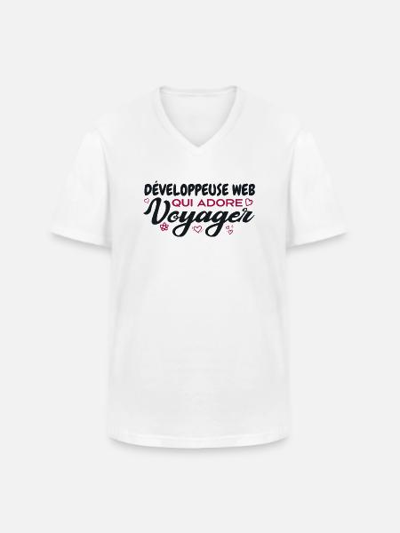 Web developer, globetrotter, travel enthusiast - Men's V-Neck T-Shirt - white