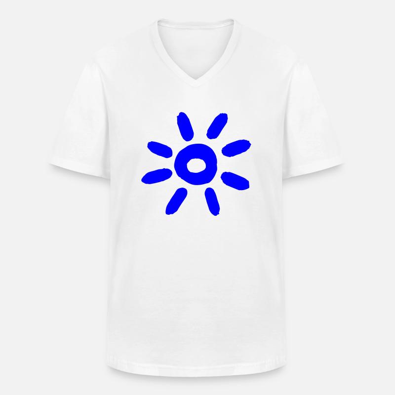 Blaue Sonne - Männer-T-Shirt mit V-Ausschnitt - Weiß