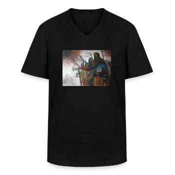 Vikings - Men's V-Neck T-Shirt - black - Front - AI Model Male 178 dark (178cm)