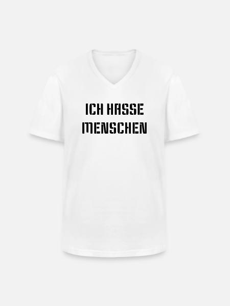 Ich hasse Menschen - Männer-T-Shirt mit V-Ausschnitt - Weiß
