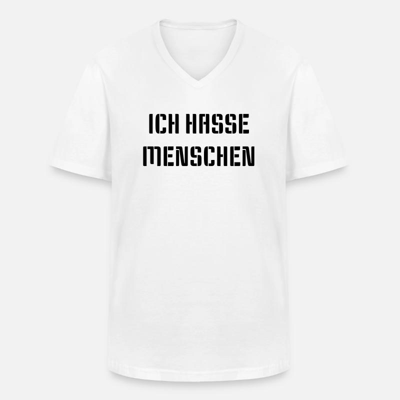Ich hasse Menschen - Männer-T-Shirt mit V-Ausschnitt - Weiß